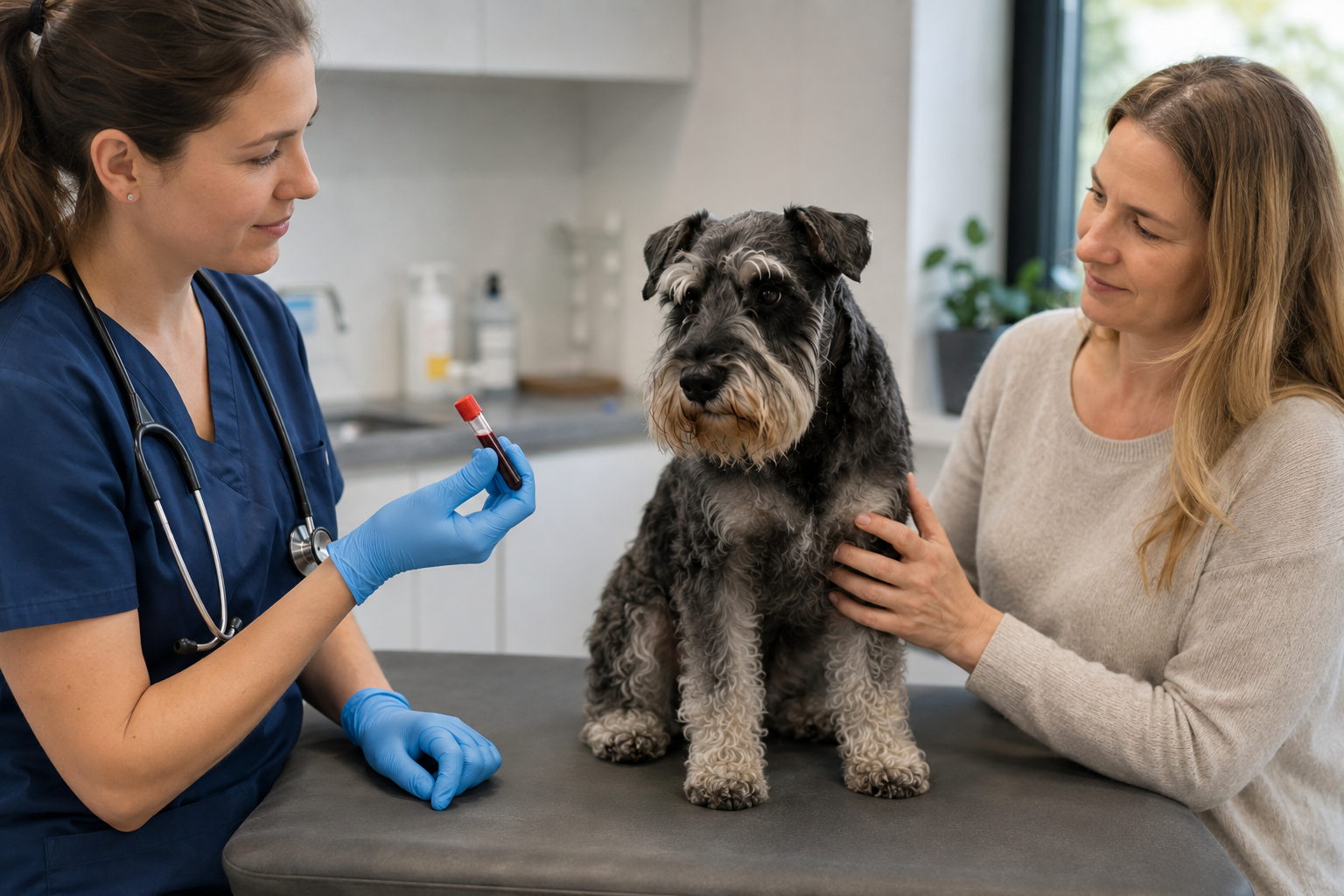Veterinární odběr krve u psa pro kontrolu jaterních hodnot